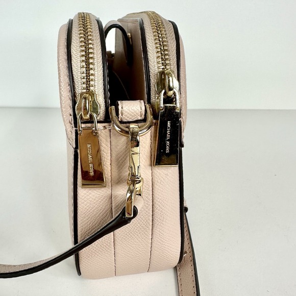 Michael Kors Large Blush Pink Crossgrain Leather Double Zip Crossbody Bag - Picture 14 of 16